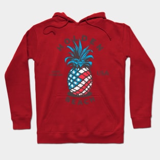 Holden Beach, NC Summertime Vacationing Patriotic Pineapple Hoodie